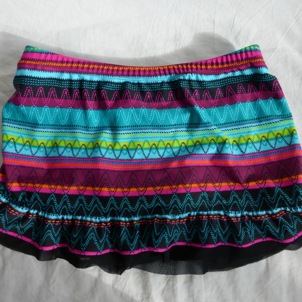 Athleta Womens Swim Skirt Teal Fushia Black Orange